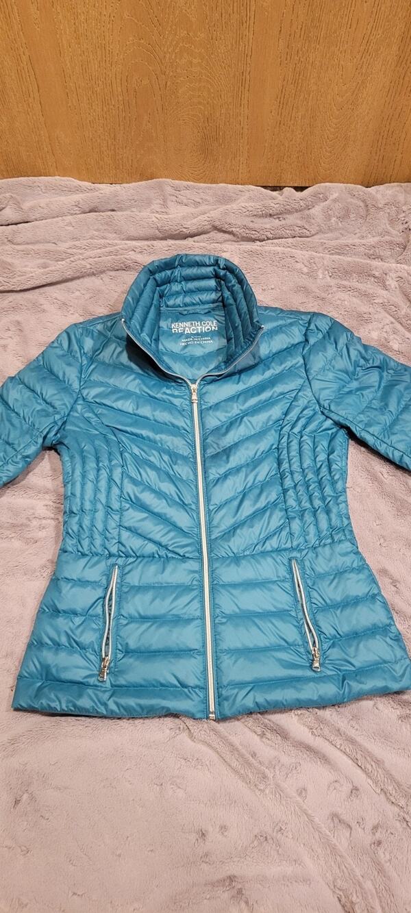 Kenneth Cole Reaction Down Puffer Jacket Womens S Blue Fall Winter Outdoor